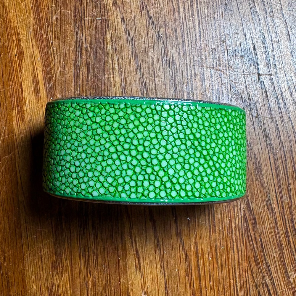 Green leather cuff bracelet